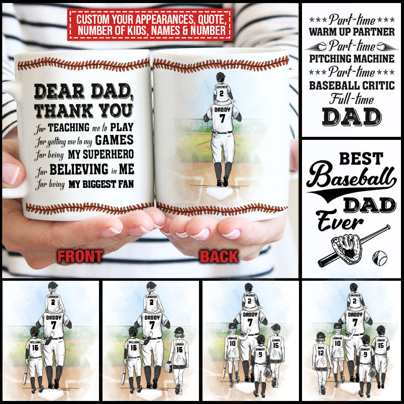 Personalized Baseball Dad And Child Thank You Dad Custom Mug
