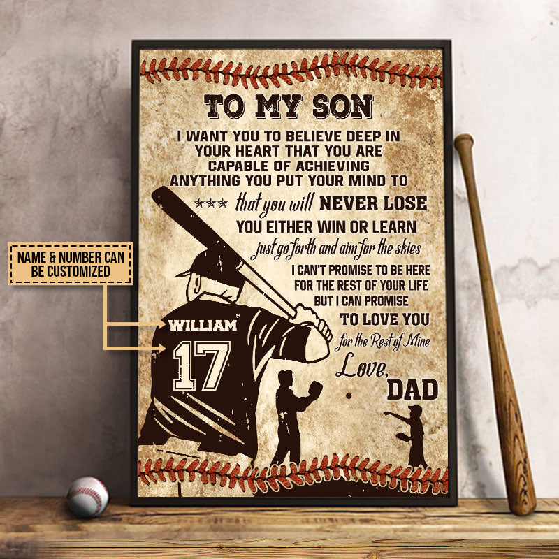 Personalized Baseball Dad To My Son Custom Poster