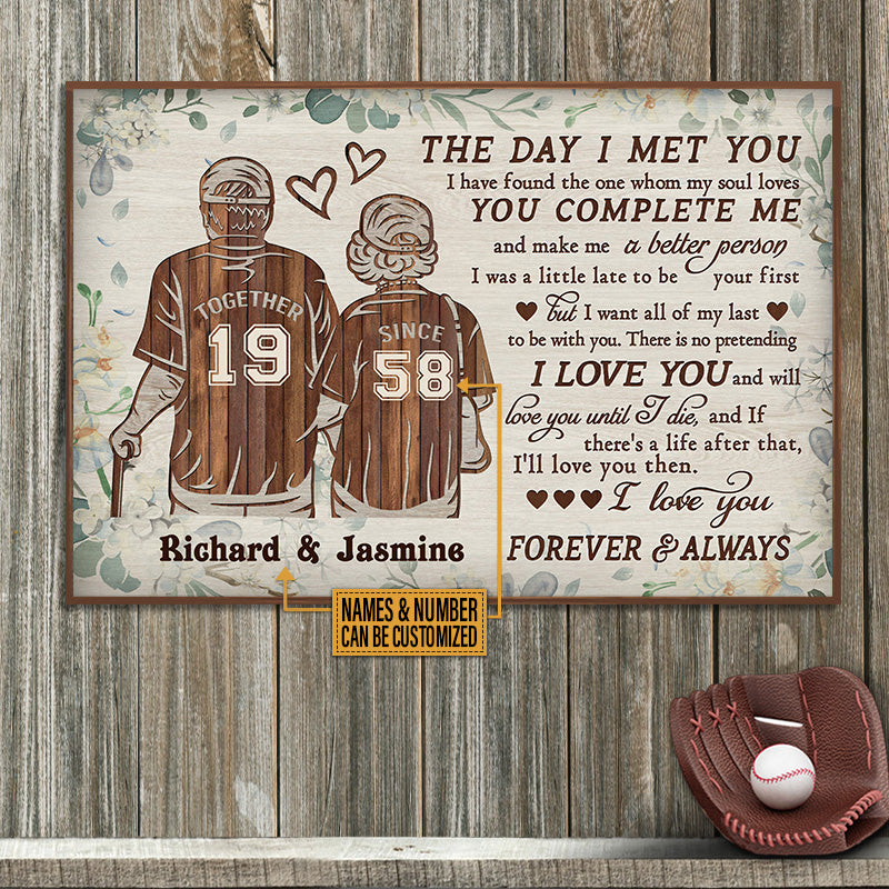 Personalized Baseball Floral Couple The Day I Met You Custom Poster