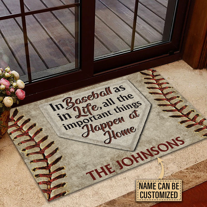 Personalized Baseball Happen At Home Custom Doormat