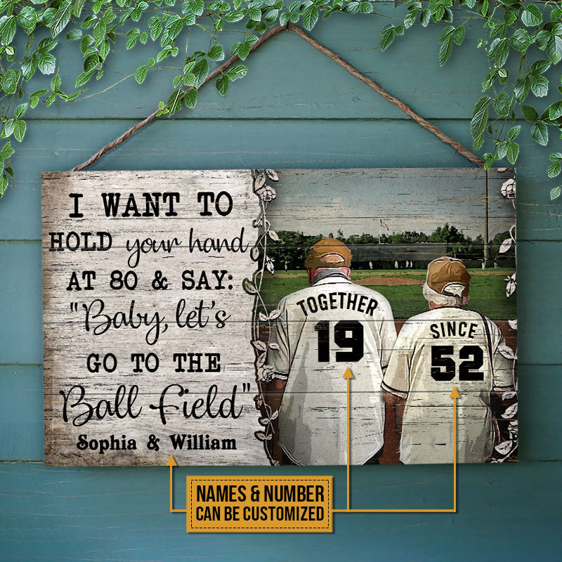 Personalized Baseball Hold Your Hand Customized Wood Rectangle Sign