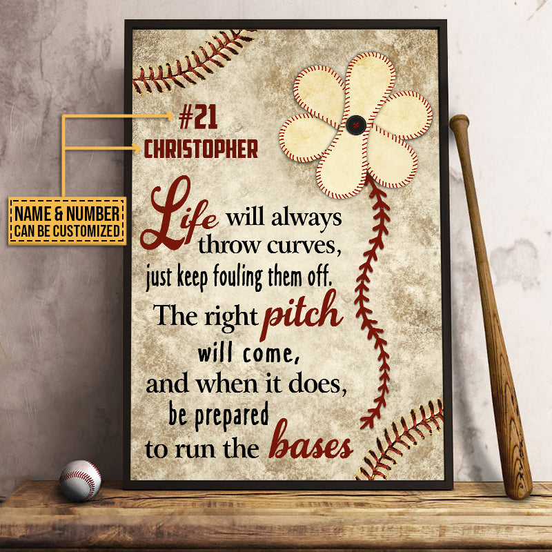 Personalized Baseball Life Always Throw Curves Customized Poster