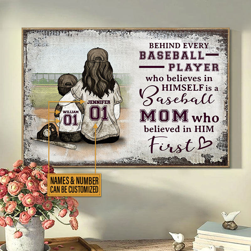 Personalized Baseball Mom Behind Every Baseball Player Custom Poster