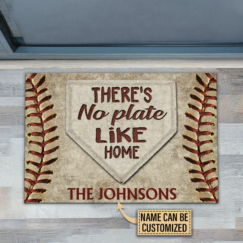 Personalized Baseball No Plate Like Home Customized Doormat