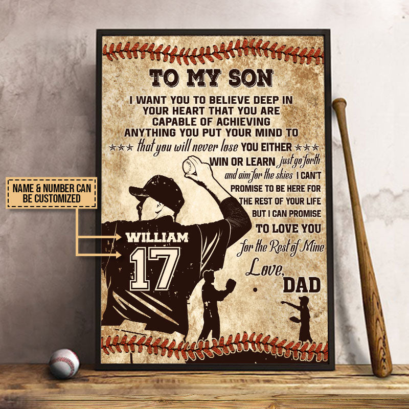 Personalized Baseball Pitcher Dad To My Son Custom Poster