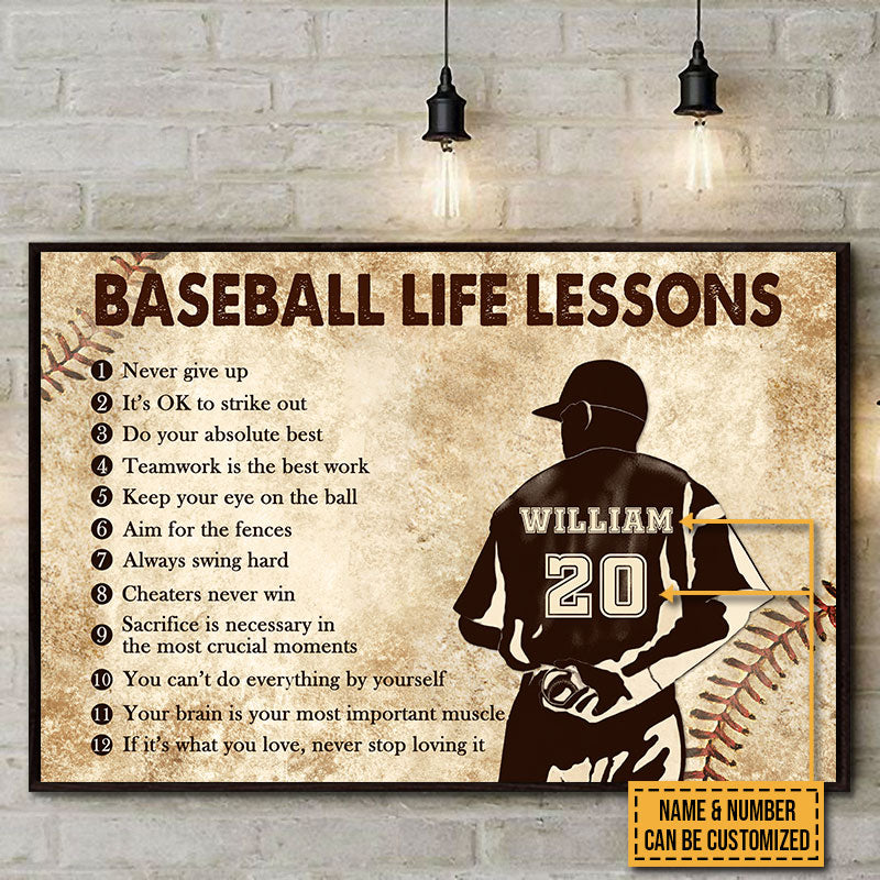 Personalized Baseball Pitcher Life Lessons Custom Poster