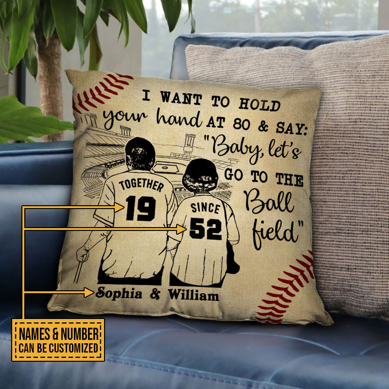 Personalized Baseball Sketch Yellow Hold Your Hand Customized Pillow