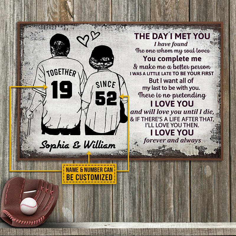 Personalized Baseball The Day I Met You Customized Poster