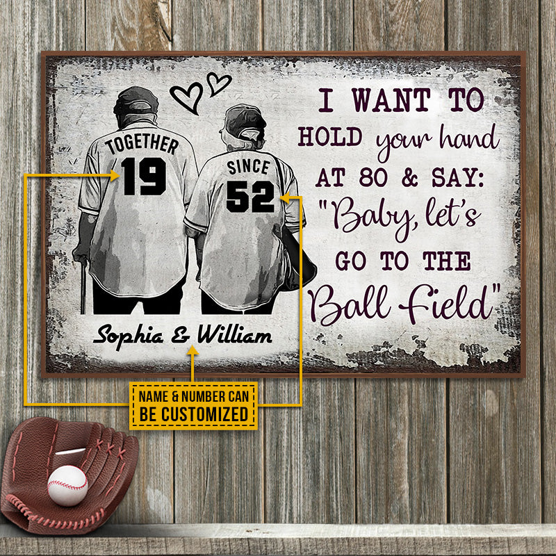 Personalized Baseball Together Since Hold Hand Customized Poster