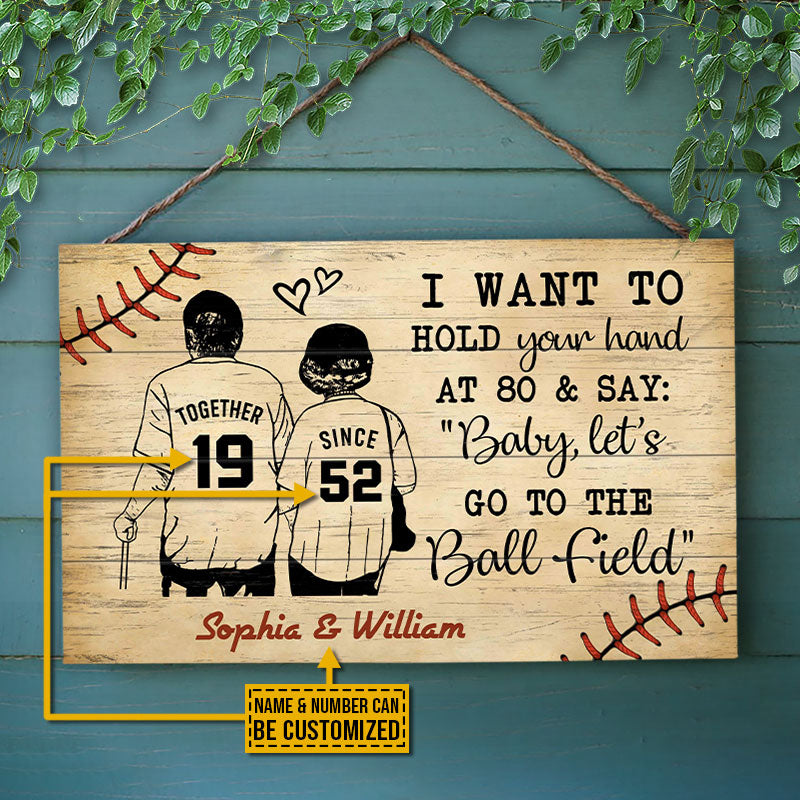 Personalized Baseball Yellow Since Together Customized Wood Rectangle Sign