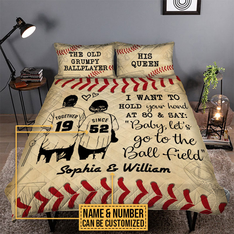 Personalized Baseball Yellow Together Since Customized Quilt Bedding