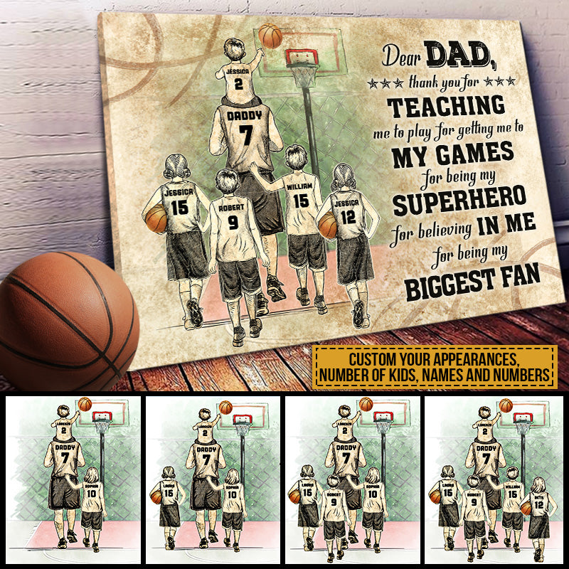 Personalized Basketball Dad And Child Thank You Custom Canvas