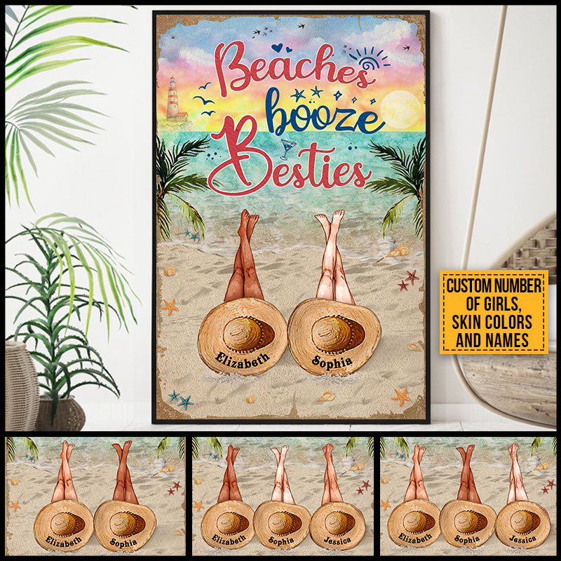Personalized Beach Bestie Beaches Booze Besties Custom Poster