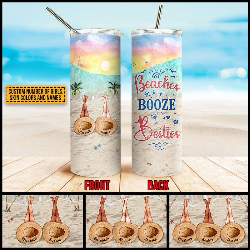 Beaches Booze & Besties Plastic Tumblers