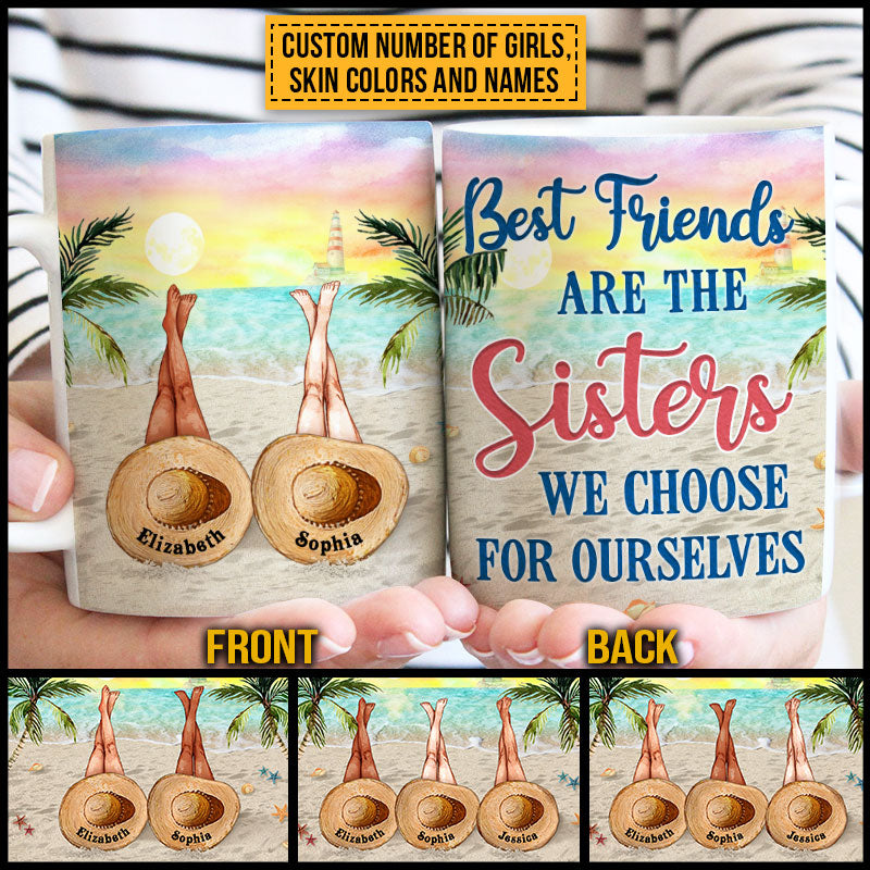 Personalized Beach Bestie Choose For Ourselves Custom White Edge-to-Edge Mug