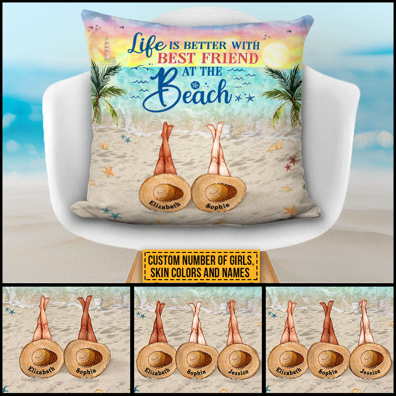 Personalized Beach Bestie Life Is Better Custom Pillow