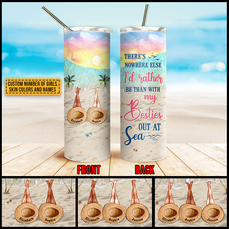 Personalized Beach Bestie Out At Sea Custom Skinny Tumbler
