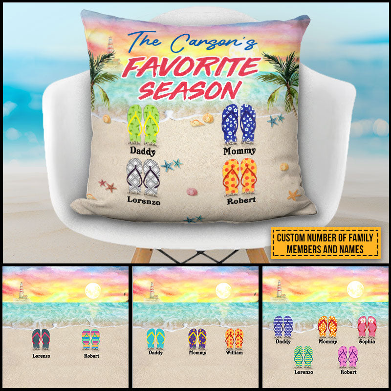 Personalized Beach Family Favorite Season Custom Pillow