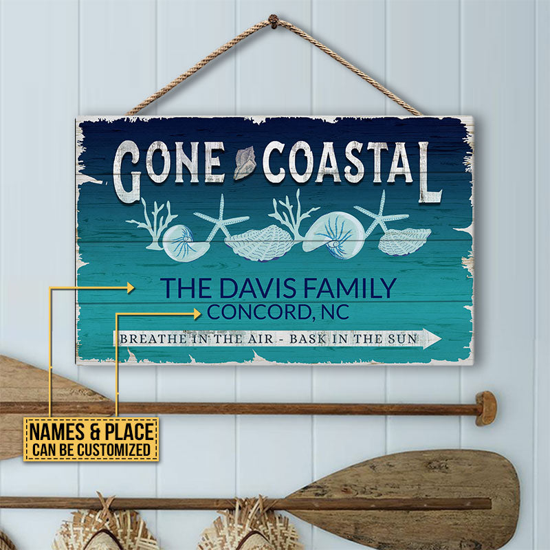 Personalized Beach Gone Coastal Custom Wood Rectangle Sign