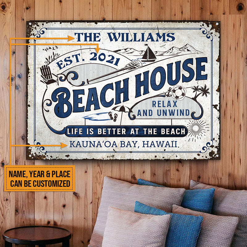 Personalized Beach Life Is Better At The Beach Custom Classic Metal Signs