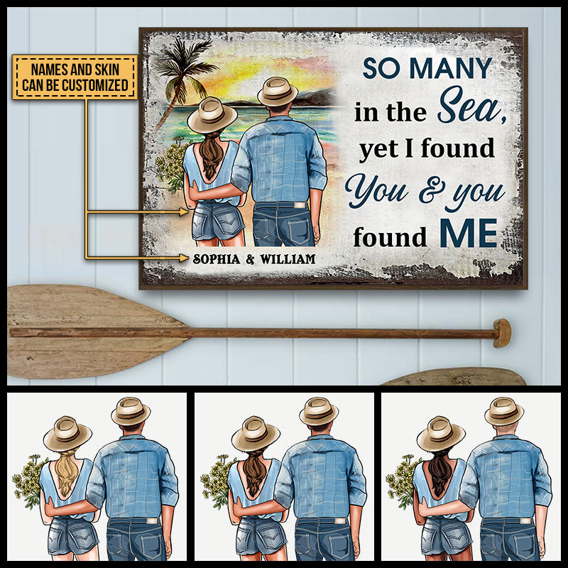 Personalized Beach Young Couple Custom Poster