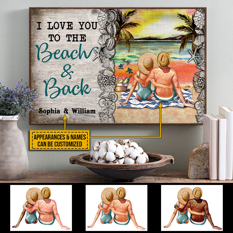 Personalized Beach Young Couple I Love You Custom Poster
