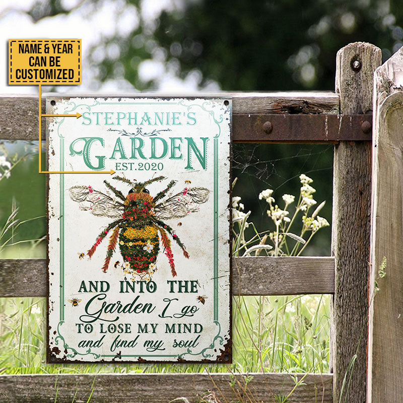 Personalized Bee Garden And Into Customized Classic Metal Signs