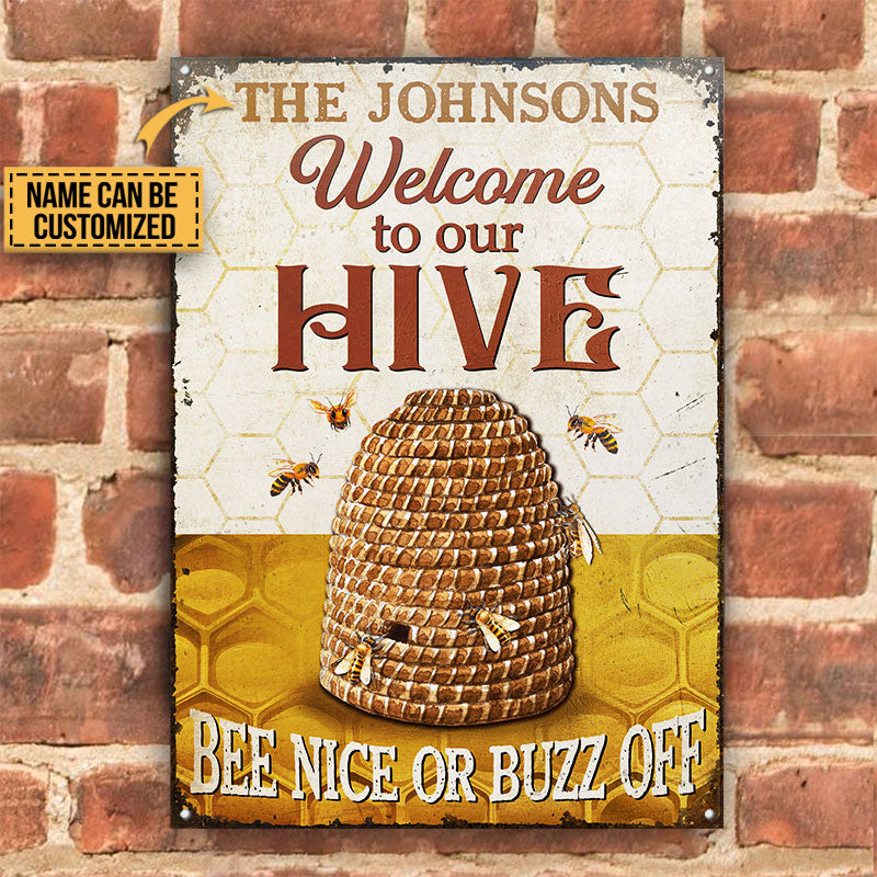 Welcome Bee Hive Sign,Metal Honey Bee Decor,Bee Decorations