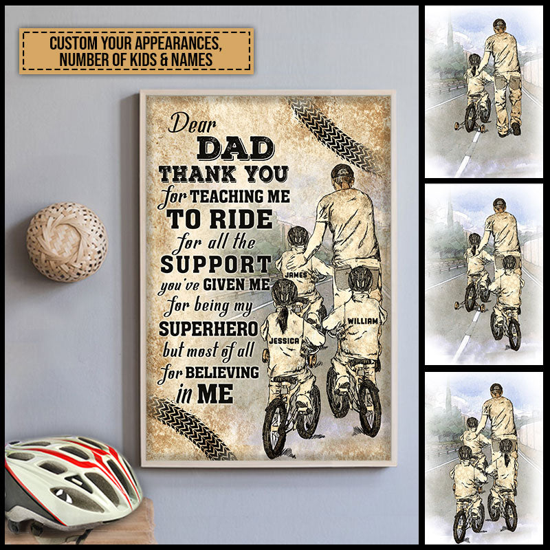 Personalized Bicycle Riding Dad Thank You Vertical Custom Poster