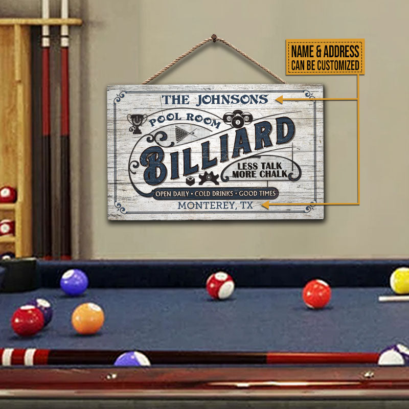 Personalized Billiard Pool Room Custom Wood Rectangle Sign