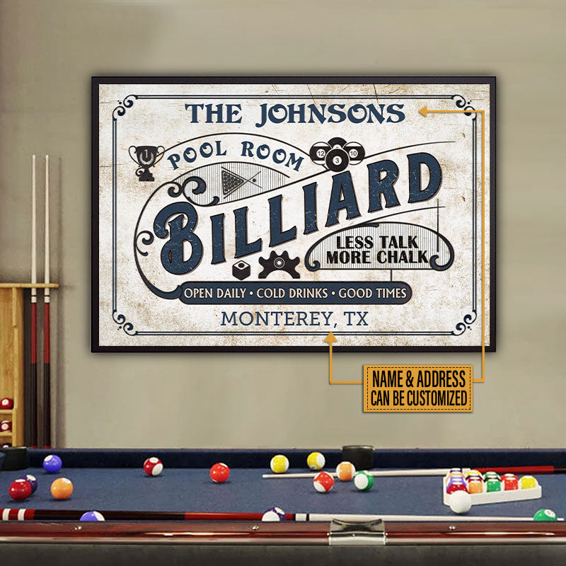 Personalized Billiard Pool Room Less Talk Custom Poster