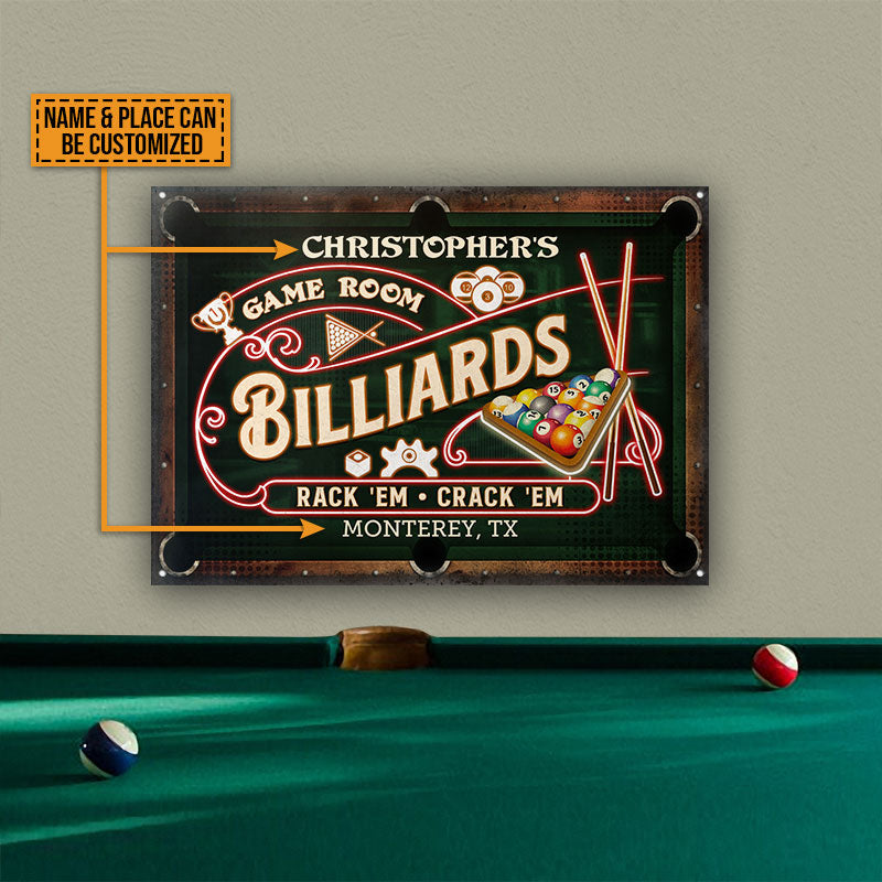 Personalized Billiards Game Room Neon Custom Classic Metal Signs