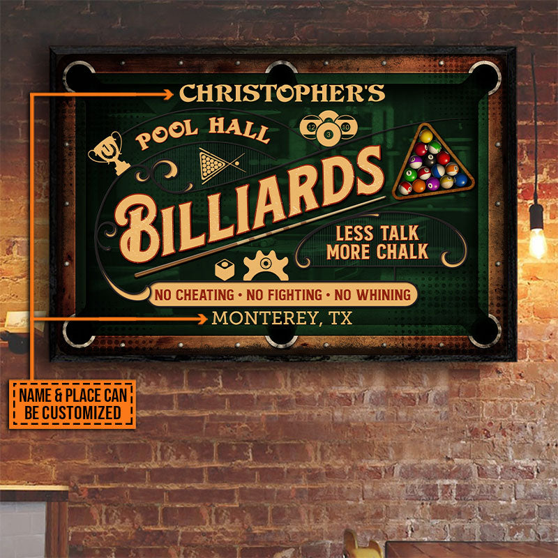 Personalized Billiards Pool Hall Custom Poster