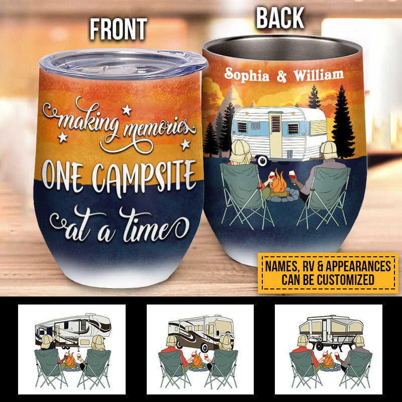 Personalized Couple Camping Tumbler, Making Memories One Campsite