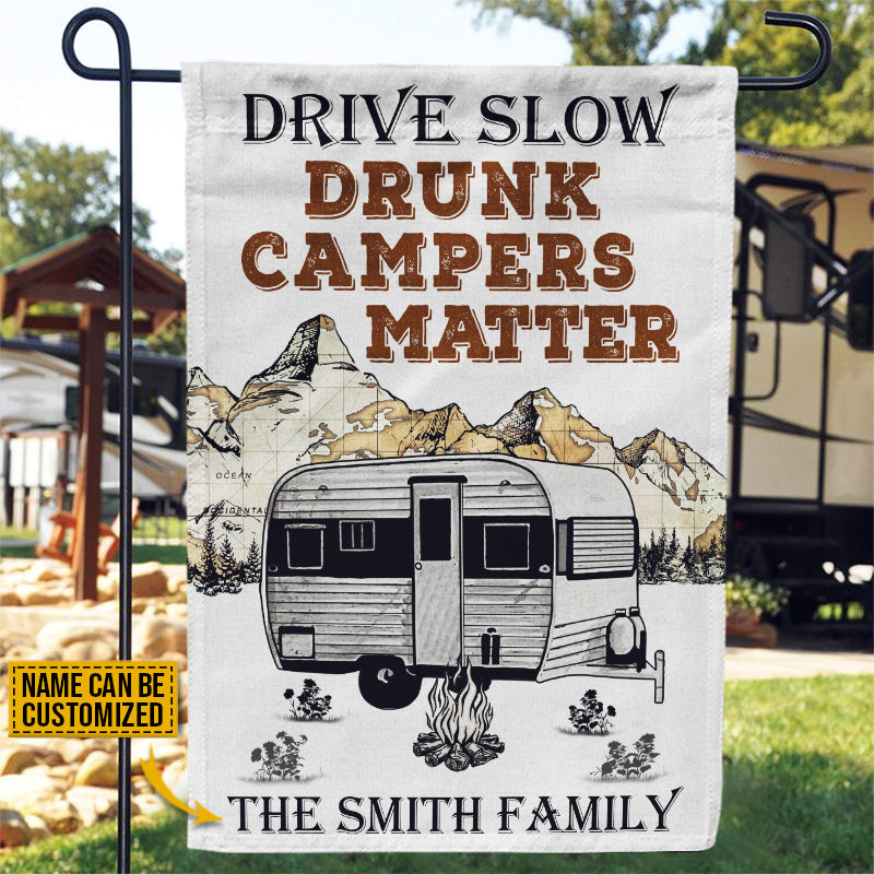Personalized Camping Drunk Camper Matter Customized Flag