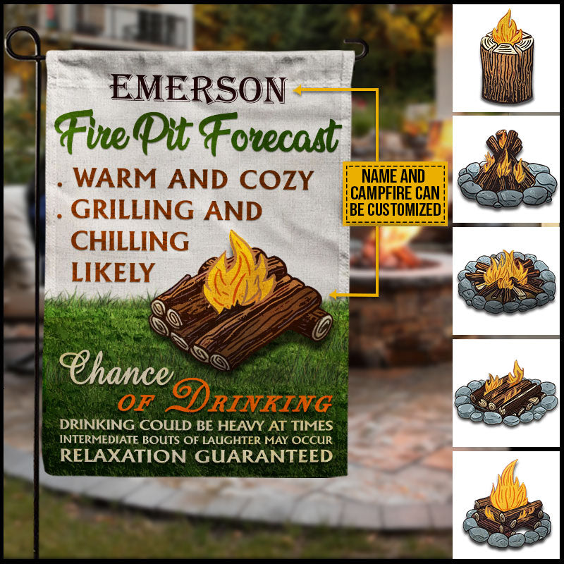 Personalized Camping Fire Pit Forecast Custom Flag