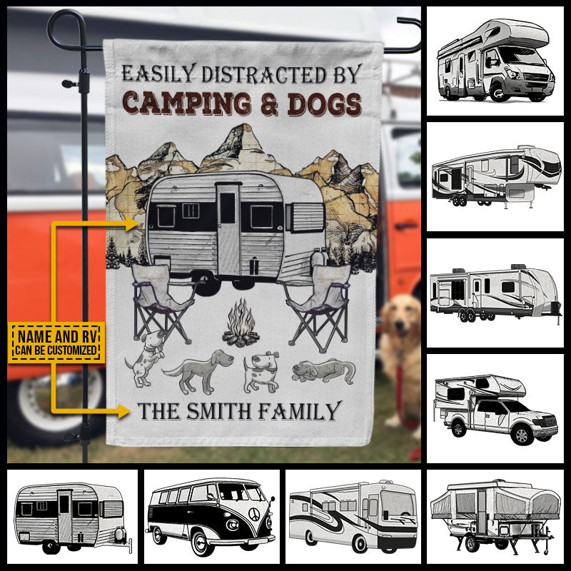 Personalized Camping Map Dog Easily Distracted Customized Flag