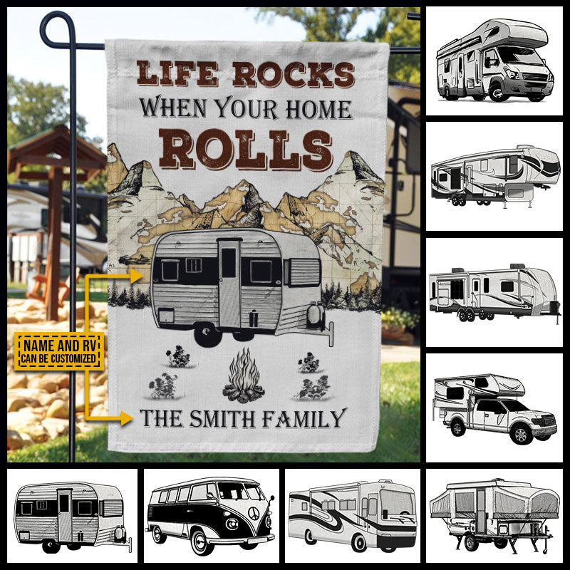 Personalized Camping Map Life Rocks Customized Flag