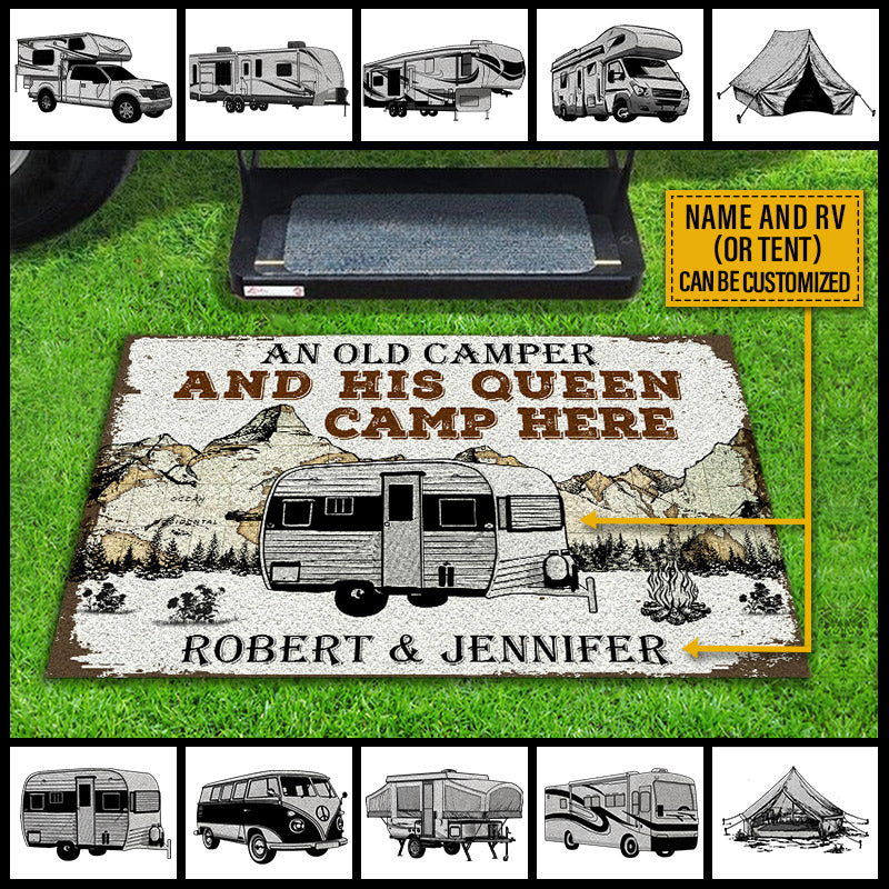 Personalized Camping Map Old Camper Customized Doormat