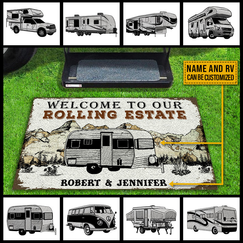 Personalized Camping Map Rolling Estate Customized Doormat