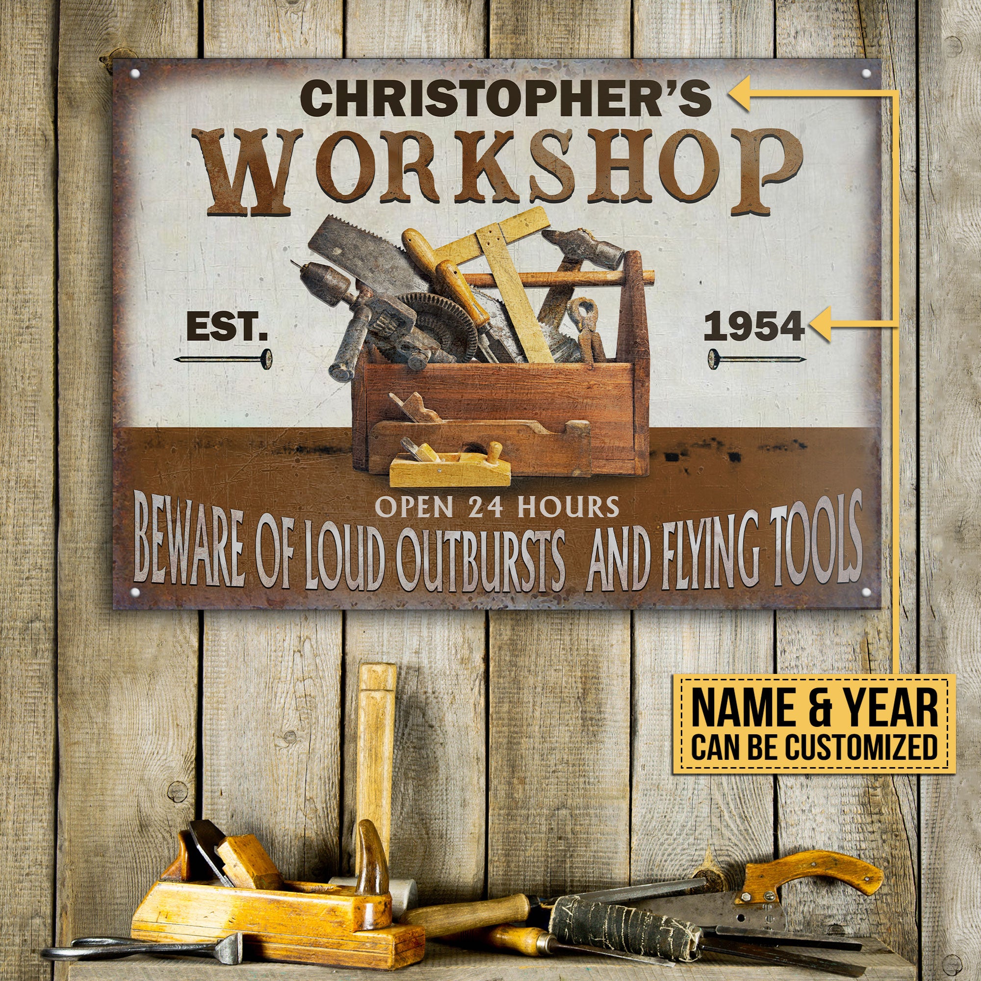 Personalized Carpenter Vintage Workshop Customized Classic Metal Signs