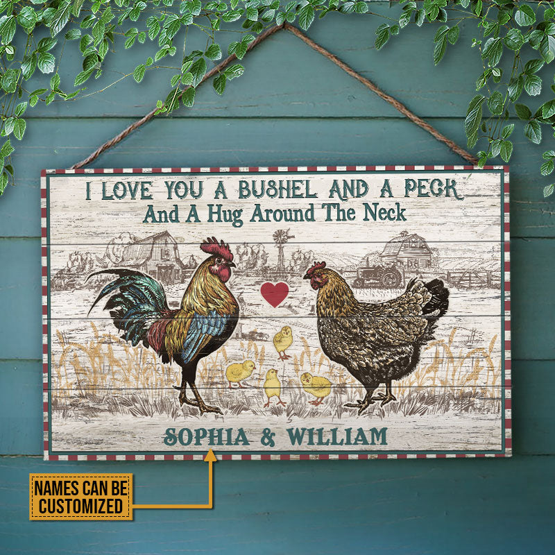 Personalized Chicken A Bushel And A Peck Custom Wood Rectangle Sign
