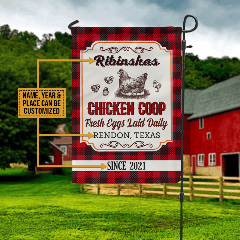 Personalized Chicken Coop Fresh Eggs Laid Daily Customized Flag