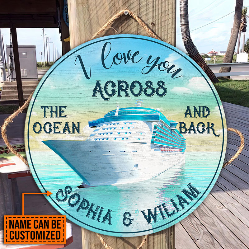 Personalized Cruising Across The Ocean Customized Wood Circle Sign