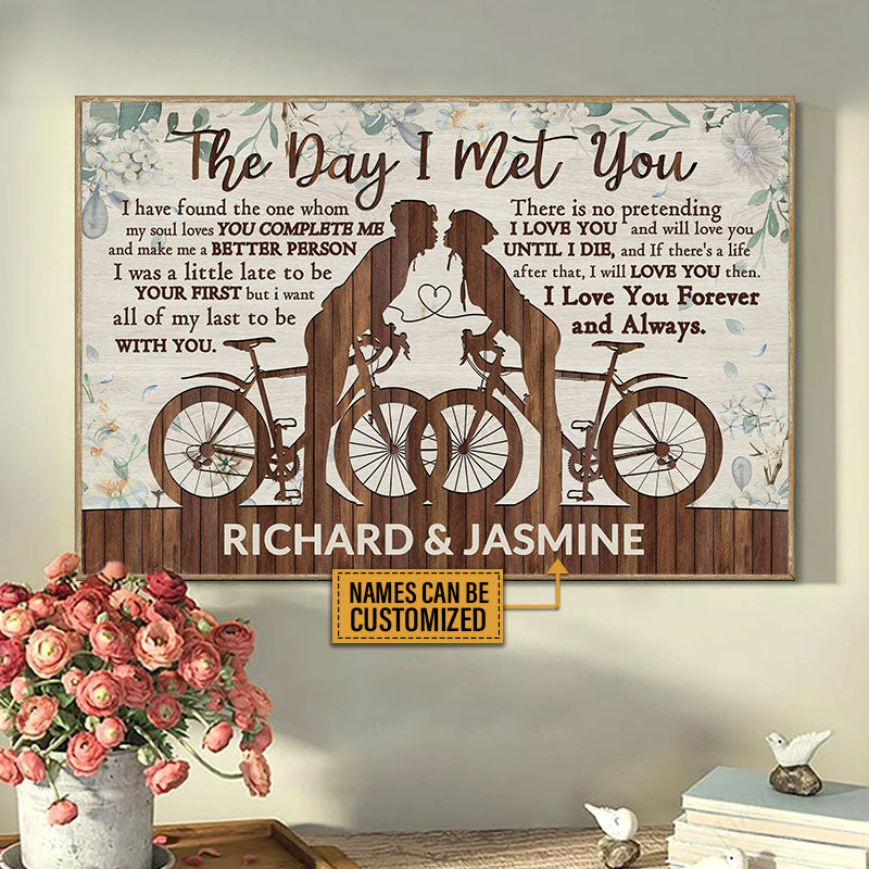 Personalized Cycling Couple The Day I Met You Forever And Always Customized Poster