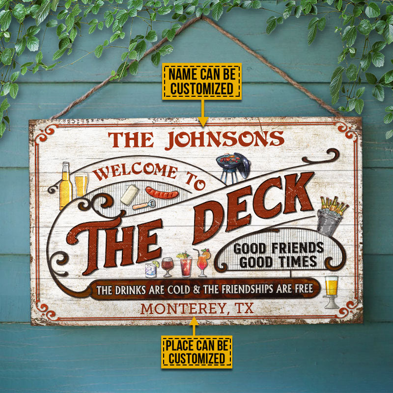 Personalized Deck Grilling Red Drinks Are Cold Custom Wood Rectangle Sign