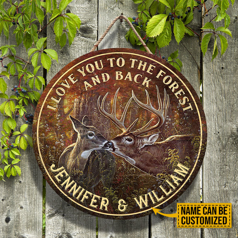 Personalized Deer I Love You To The Forest And Back Customized Wood Circle Sign