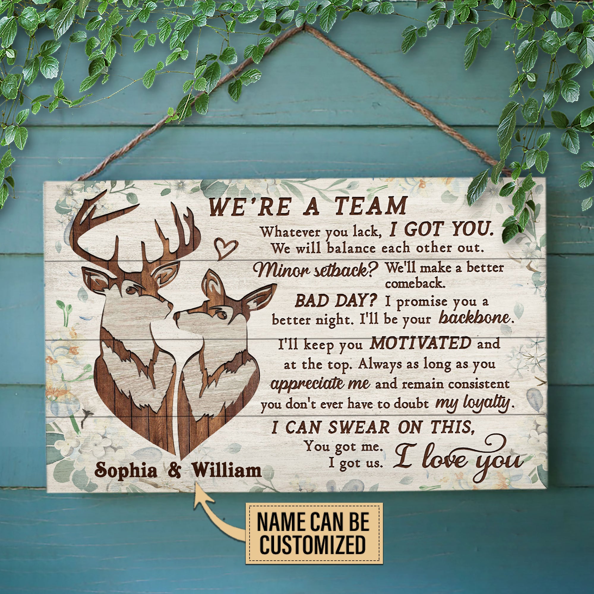 Personalized Deer Pallet We're A Team Customized Wood Rectangle Sign