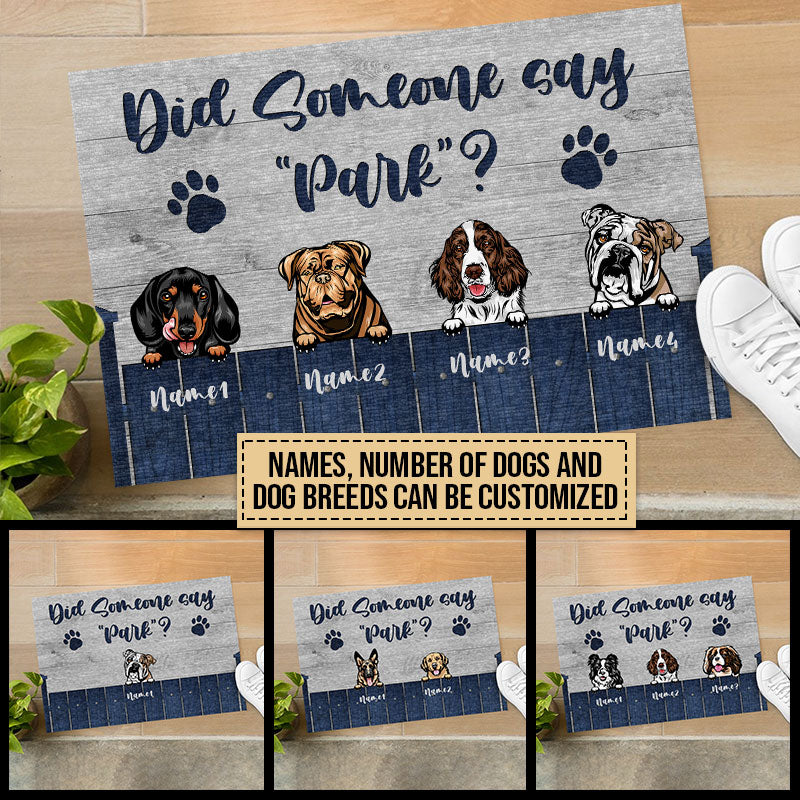 Personalized Dog Lovers Someone Say Park Custom Doormat
