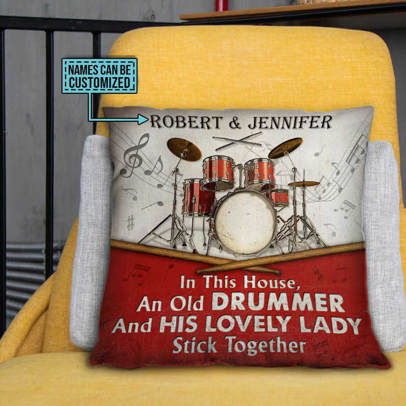 Personalized Drum Old Couple In The House Customized Pillow